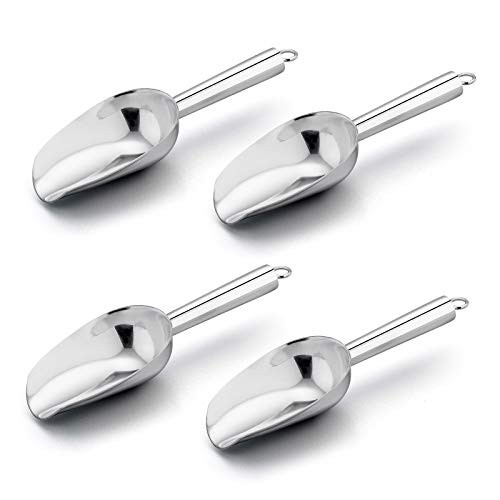 E-far Mini Scoop, 3 Ounce Stainless Steel Kitchen Utility Scoops, Ideal for Candy/Ice Cube/Flour/Sugar/Coffee Bean/Protein Powder, Food Grade & Anti