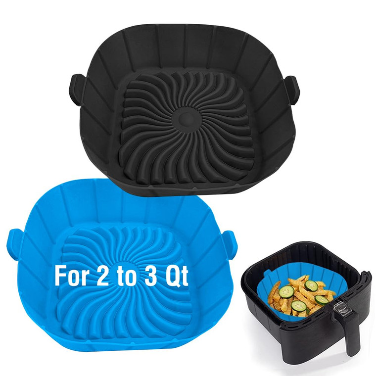 Air Fryer Silicone Liners for 2 to 3 QT Small Air Fryers, Non-Stick Reusable Silicone Pot Basket Bowl Liner Baking Tray Air Fryer Accessories, 2 Pack