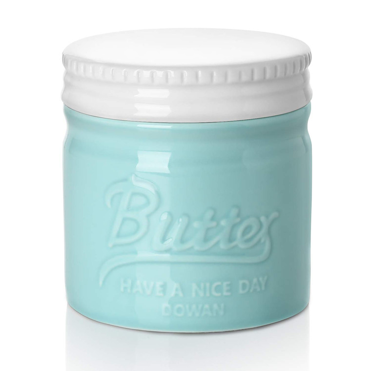 DOWAN Butter Crock, French Butter Dish for Spreadable Soft Butter, Ceramic Butter Keeper with Lid for countertop, Housewarming Gift for Wife Mom Frie