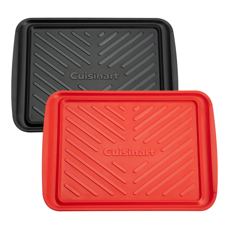 Cuisinart Grilling Prep & Serve Trays, 17x10.5 inch BBQ Tray Safe for Food Handling, 2 Dishwasher Safe Nesting Trays Black & Red, Perfect Grilling Ac