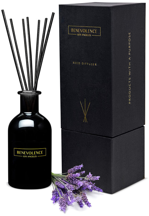 Benevolence LA Reed Diffusers for Home, Lavender & Eucalyptus Relaxing Fragrance | Aromatherapy Reed Diffuser Sticks with Gift Box, Scented Sticks fo
