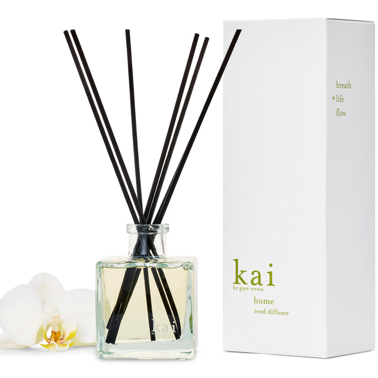 kai reed diffuser  a fresh, beautiful, light gardenia scent wrapped in white exotics, 6.75 fl oz | long lasting, serene, vegan, clean and inspired b