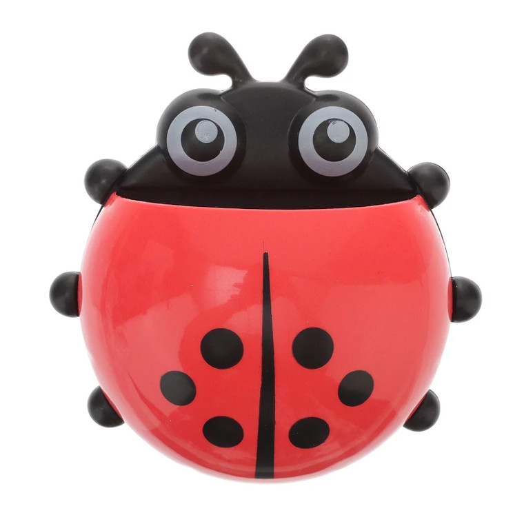 Red Toothbrush Holders,Cute Seven-Star Ladybug Toothbrush with Suction Cup No Drill Insect Shape Toothbrush Holder for Kids Bathroom Powerful Suckers