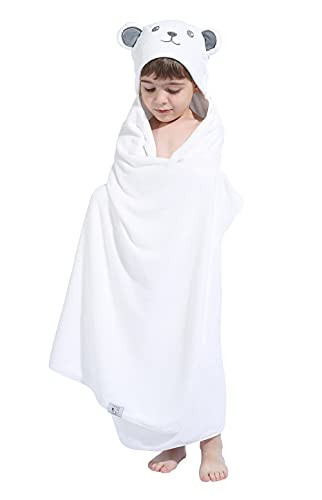 HIPHOP PANDA Hooded Towel for Kids - Viscose Derived from, 30 X 50 INCH Large Size for 3-10 Yrs - Premium Kids Bath Towel Beach Towels Wrap for Girls