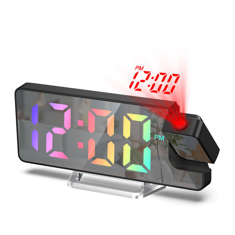 ORIA Projection Alarm Clock, Digital Clock with Projection on Ceiling, LED Alarm Clock with 7.9'' Large Screen, 4-Level Brightness, Snooze, 12/24H, T