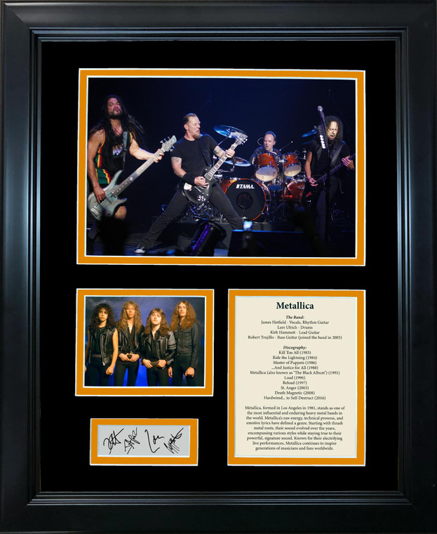 Framed Metallica Band Discography Facsimile Laser Engraved Signatures Auto 11"x14" Music Photo Sig Collage