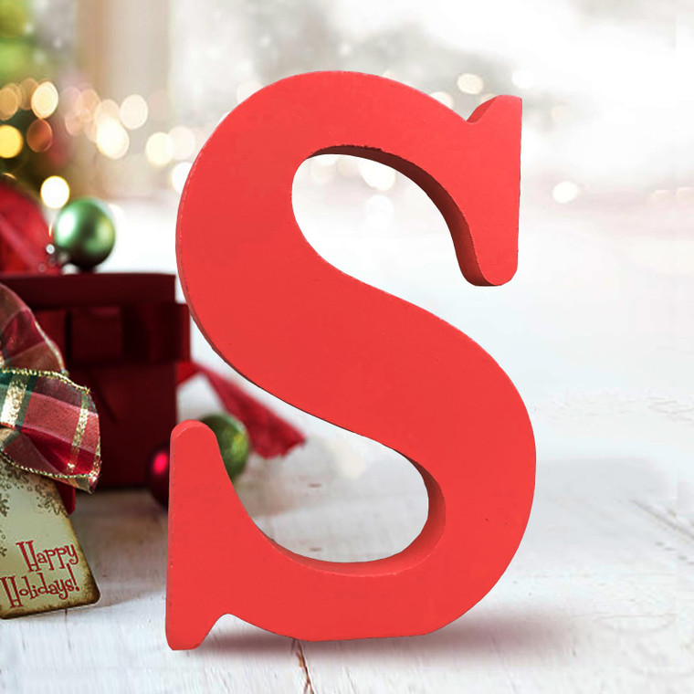 AOCEAN 6 Inch Red Wood Letters Unfinished Wood Letters for Wall Decor Decorative Standing Letters Slices Sign Board Decoration for Craft Home Party P