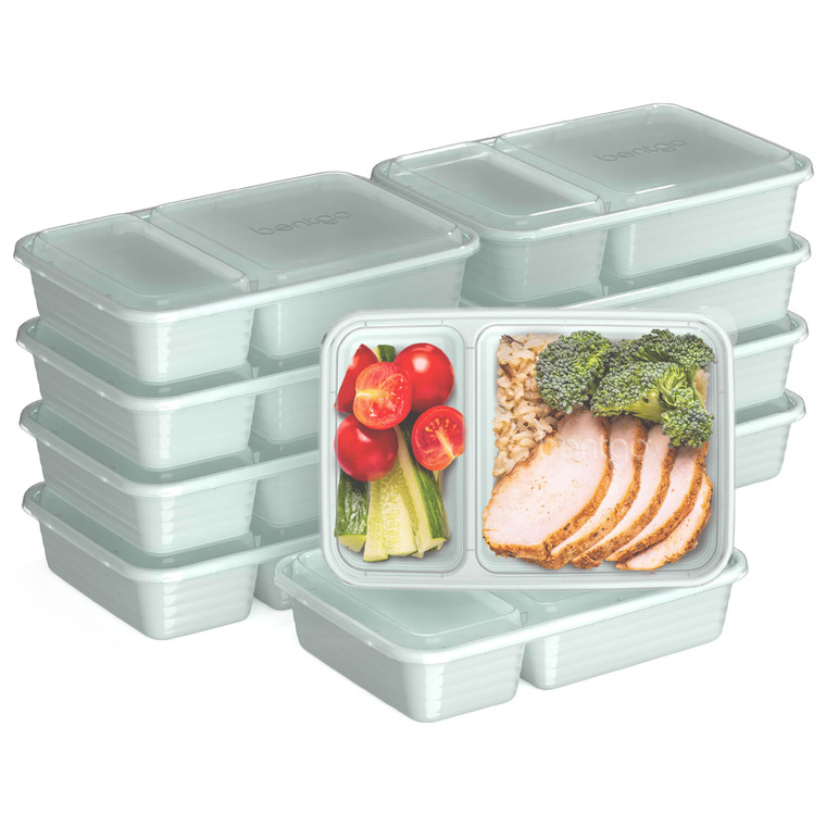 Bentgo Prep - 20-Piece 2-Compartment Reusable Meal Prep Containers with Lids, PFAS & BPA Free Materials, Durable, Microwave, Freezer, & Dishwasher Sa