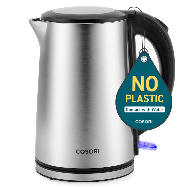Cosori Electric Kettle, No Plastic Inner Lid, Filter & Spout, Stainless Steel Tea Kettle, Automatic Shut Off & Boil-Dry Protection, Durable Tea Kettl