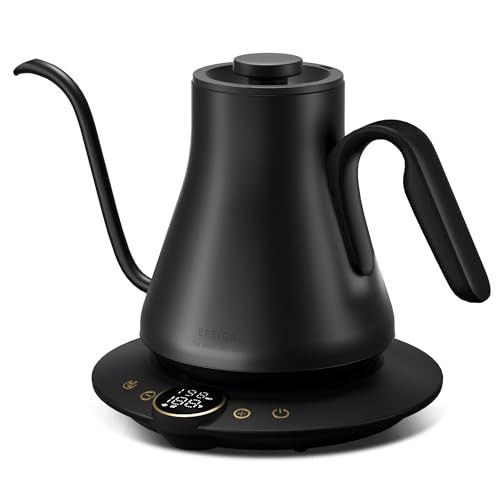 INTASTING Gooseneck Electric Kettle with ±1? Temperature Control for Pour Over Coffee & Tea, Quick Heating, BPA-Free Stainless Steel, Built-in Brew T