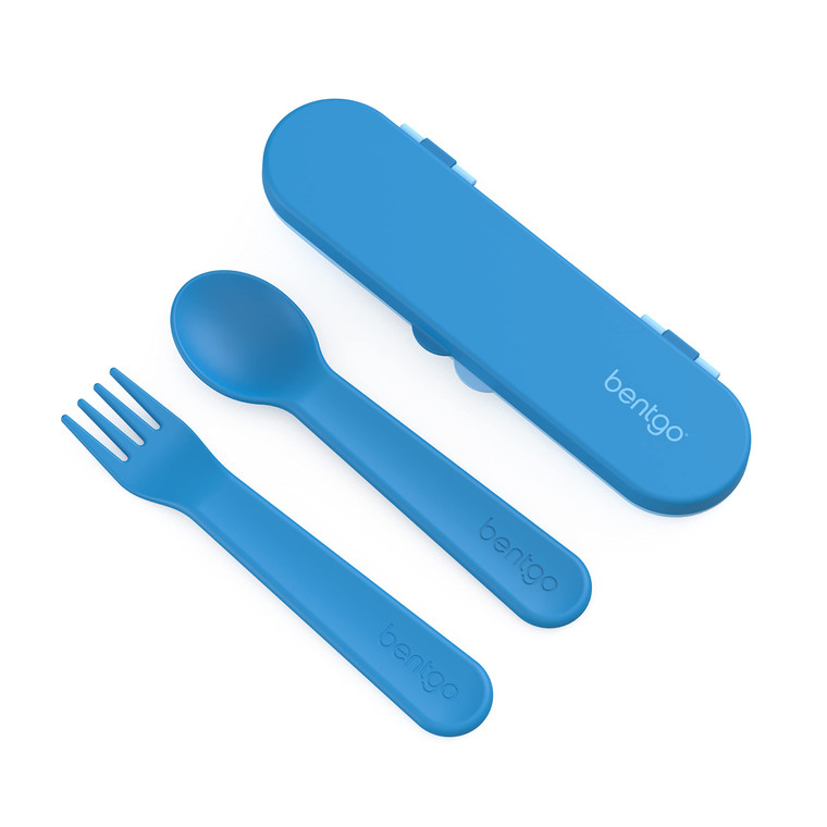 Bentgo Kids Utensil Set - Reusable Plastic Fork, Spoon & Storage Case - BPA-Free Materials, Easy-Grip Handles, Dishwasher Safe - Ideal for School Lun