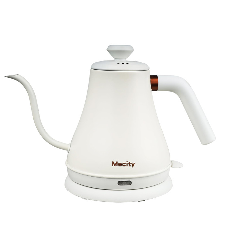 Mecity Electric Kettle Stainless Steel Gooseneck Water Kettle Water Boiler for Pour Over Coffee Fast Heating, Auto Shut Off, 27 fl oz, 1000W, Milk Wh