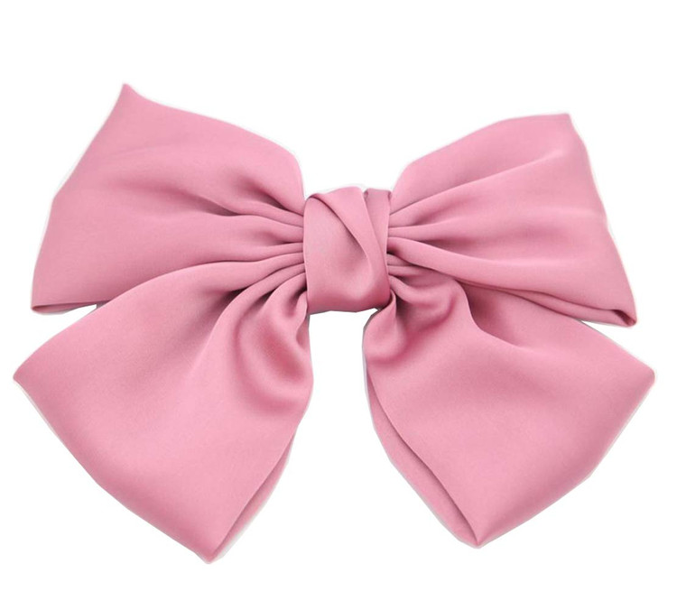 1PCS Big Pink Hair Bows Decorative Hair Clips Butterfly Barrettes Silk Hair Bow Satin and Spring Clip Hairpins for Lady Girls Long Hair Style