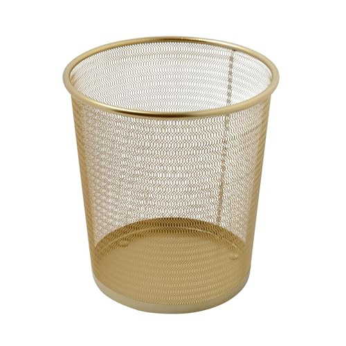 Martha Stewart Ryder Gold Mesh Metal Trash Can, 4.5 Gallon, Wastebasket for Office