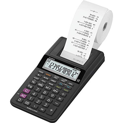 Casio HR-10RC Mini Desktop Printing Calculator | Portable | 12-Digit Display | One-Color Printer | Tax & Currency | Ideal for Taxes, Bookkeeping & Ac