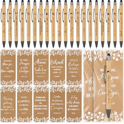 20 Sets Spanish Christian Gifts Regalos Cristianos En Español Spanish Gift Christian Bible Verse Pens and Bookmarks Religious Gifts for Women Men Sch