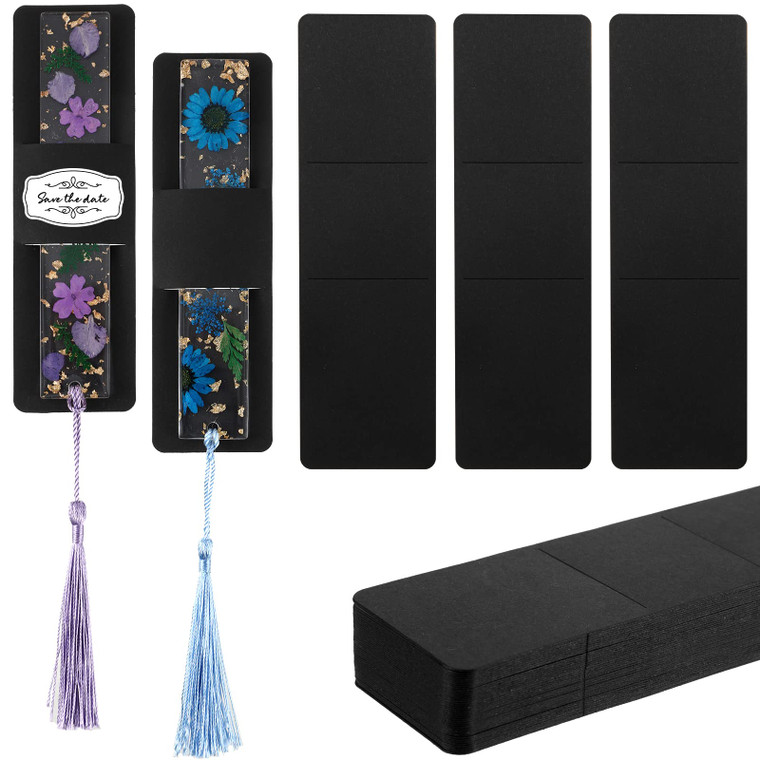 Fumete 50 Pieces Resin Bookmark Holder 5.9 x 1.8 Inches Kraft Bookmark Sleeves DIY Bookmarks Display Cards for Wrapping Small Business Packaging Supp