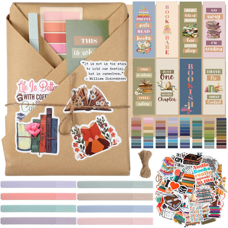 Resurhang 8 Set Blind Date with a Book Gift Box Supplies Kits Excluding Books Book Club Gifts Bulk for Women Book Lovers Bookish Gifts Librarian Read