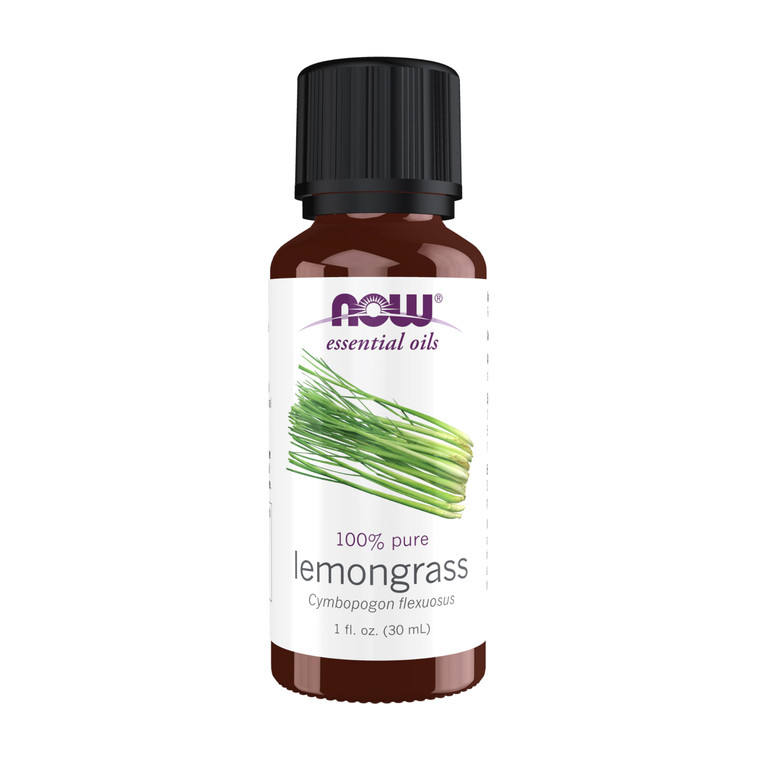 NOW Essential Oils, Lemongrass Oil, Uplifting Aromatherapy Scent, Steam Distilled, 100% Pure, Vegan, Child Resistant Cap, 1-Ounce