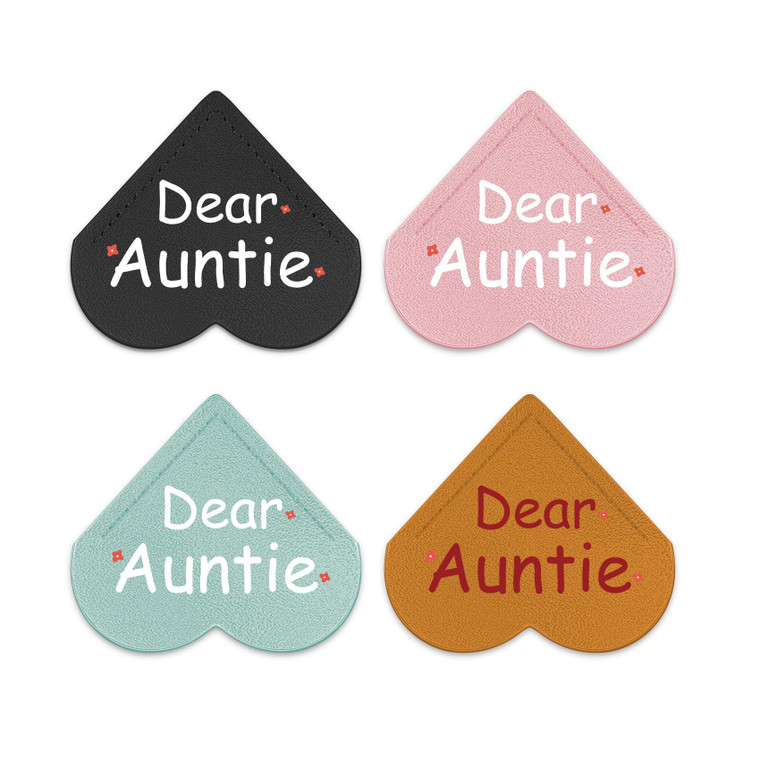 LSVGSAK Leather Heart Bookmarks - Auntie Birthday Christmas Thanksgiving Gifts - 4pcs Corner Page Book Marks Accessories for Women Book Reading Lover