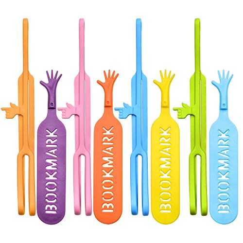 8pcs Silicone Finger Point Bookmark Elastic Book Markers Strap Help Me Book Marker Multipack for School Office Supply,Assorted Colors,2 Styles