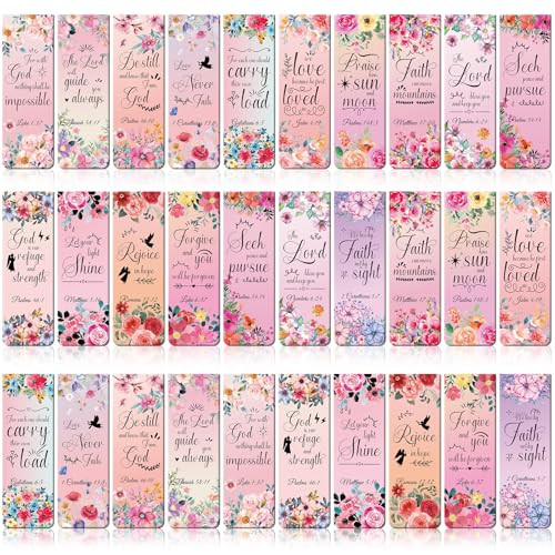 Berirexrion Bible Verse Magnetic Bookmarks - 30 PCs Christian Inspirational Floral Bookmark Reading Women Kids Catholic Religious Scripture Book Mark