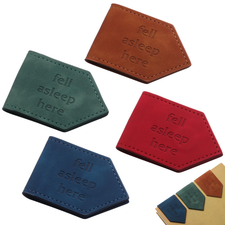 Skyygemm 4 Pcs Fell Asleep Here Magnetic Faux Leather Bookmark Leather Magnetic Bookmark Gift for Book Lovers, Reading Lovers, Teacher Gift for Schoo