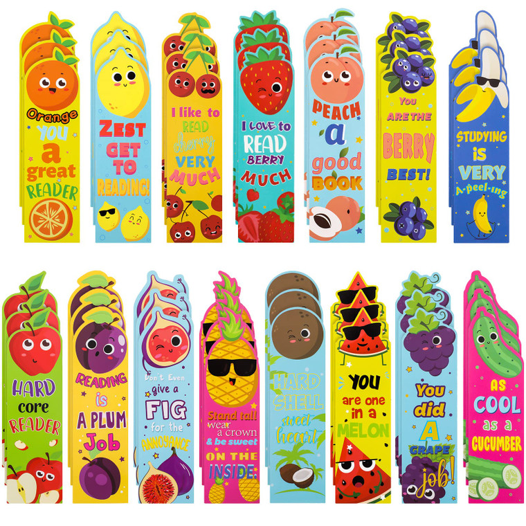 Fainne 120 Pieces Scented Bookmarks Cute Fruit and Sniff Bookmarks for Kids for Educational Office School Students Reader Supplies, 15 Scents