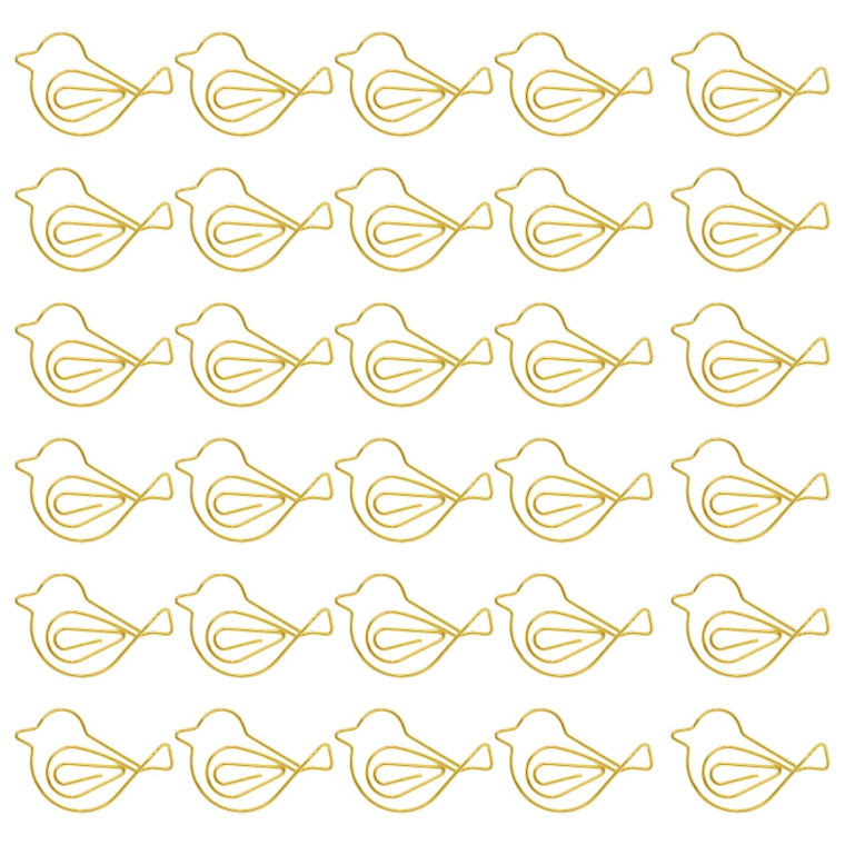 yueton 30PCS Cute Bird Shape Paper Clips Kawaii Cartoon Animal Bookmark Gold Paper Clip Office Supplies for Document Organizing Book Mark