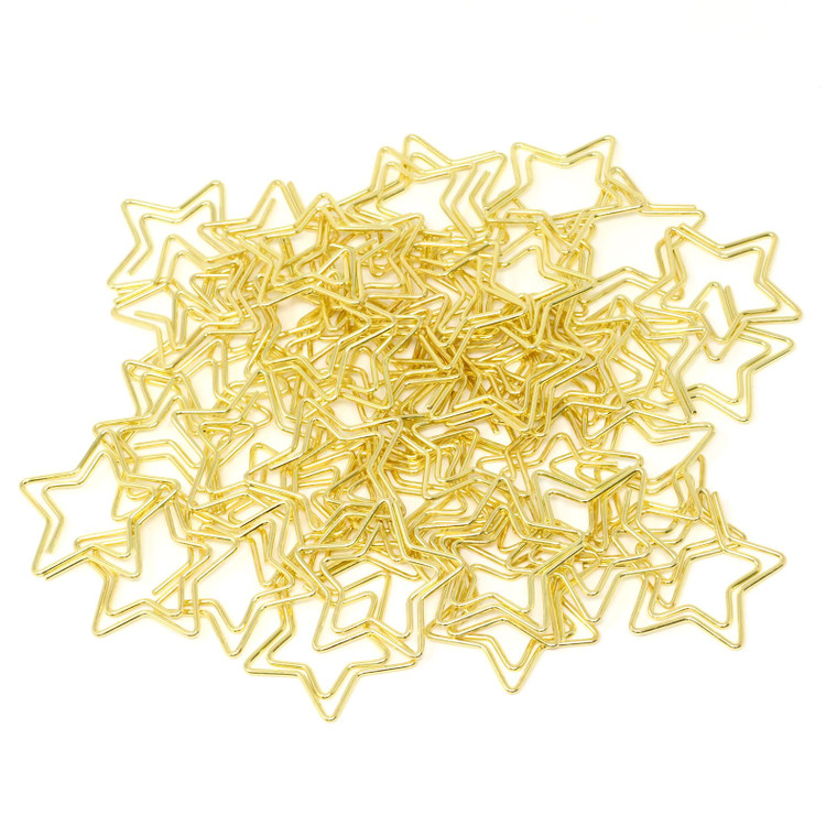 yueton 50PCS Golden Star Shape Paper Clips Cute Five Pointed Star Paper Clips Funny Bookmarks Clips for Office Supplies Household Wedding Decoration