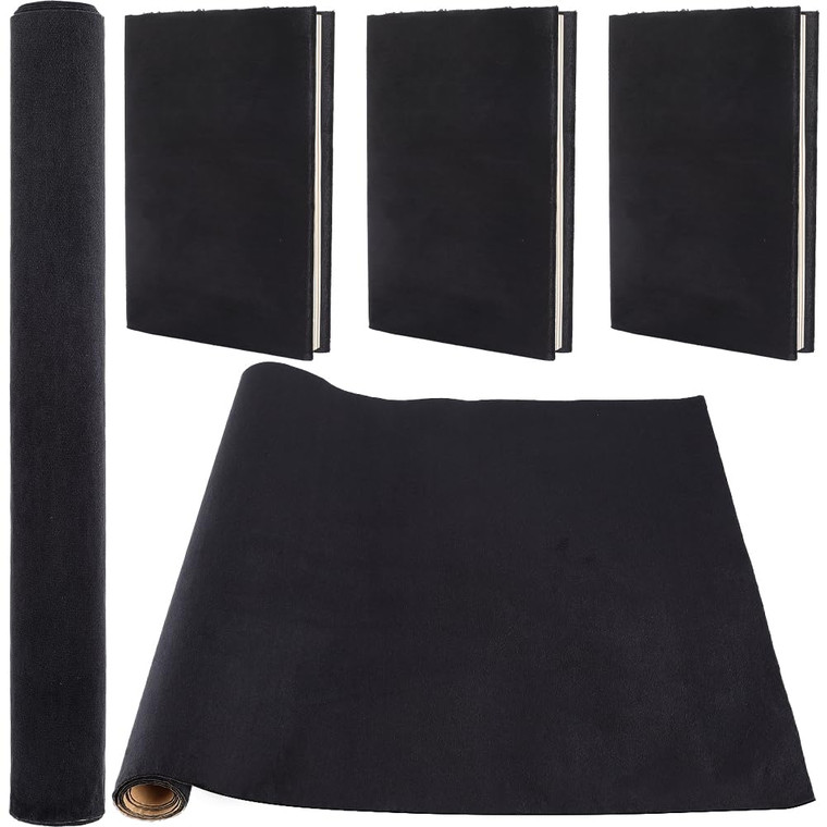 CRASPIRE Self Adhesive Book Cloth Velvet for Book Binding 43.3x14.5 Black Fabric Surface Paper Backed Book Cover Books Album Scrapbooking DIY Coverin