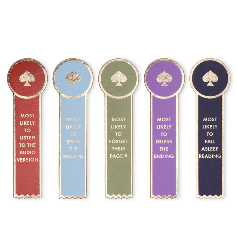 kate spade new york Novelty Bookmark Set of 5, Cute Faux Leather Book Markers (Book Club Superlatives)