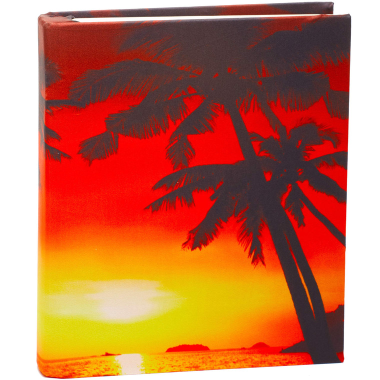 Jumbo, Stretchable Book Cover Sunset Beach Print. Fits Hardcover Textbooks 9 x 11 and Larger. Reusable, Adhesive-Free, Fabric Protectors are A Needed