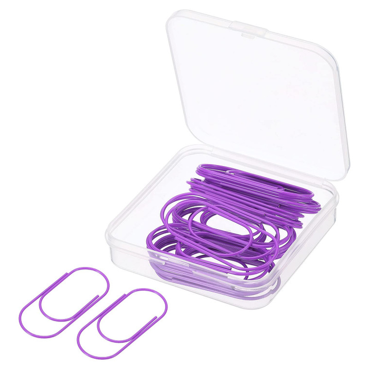 MECCANIXITY Wide Paper Clip Coated Large Clips Bookmarks with Box 2 Inch Purple for Organize Office Home, Pack of 30