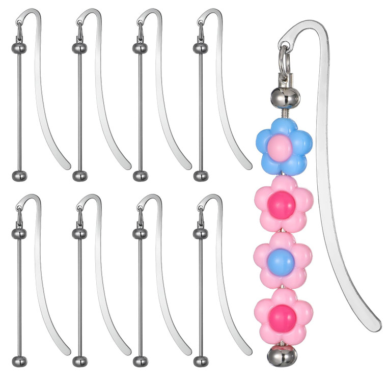 8 Pcs Beadable Bookmarks Metal Bookmark DIY Beaded Bookmark Blank Bar Bookmarks Crafts Beadable Items Gift for Book Lovers Student Teacher Office Sup