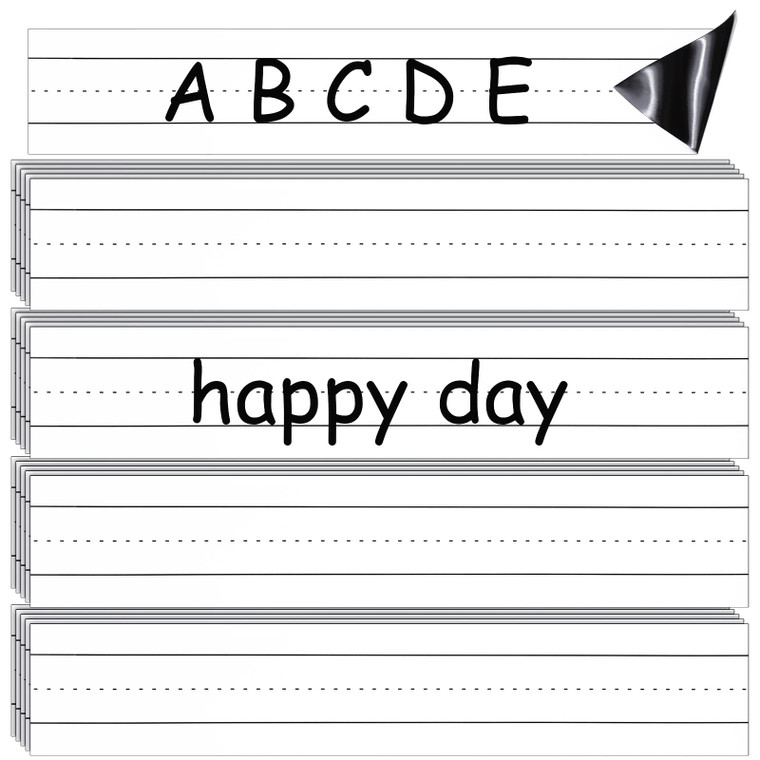 Spakon 20 Pcs Magnetic Sentence Strips for Teacher 12x3 Inch Magnetic Dry Erase Sentence Strips Lined Erasable Tape Reusable Classroom Learning Tool