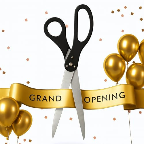 Ribbon Cutting Ceremony Scissors  25" Black Giant for Grand Openings Heavy Duty Scissors Large Ribbon Cutting for Special Events and Ceremonies