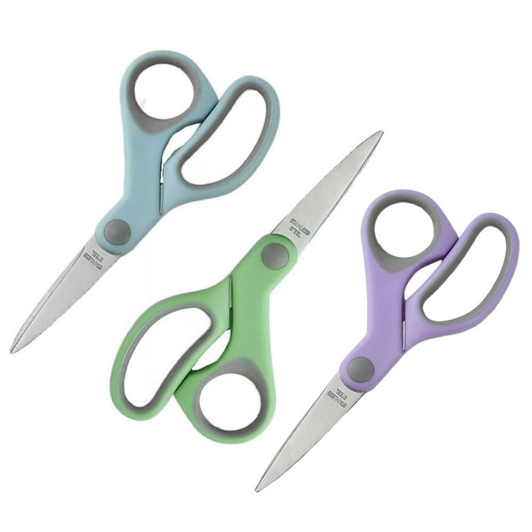 3 Pack 5 Inch Pastel Small Scissors for School Sharp Point Tips All Purpose Scissors Kids Students Teachers Crafts School Office Home, Right & Left H