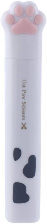 White Cat Paw Scissors, Folding Pocket Scissors Multifunctional Craft Scissor, Kawaii Hand Cutters Mini Art Scissor School Stationery