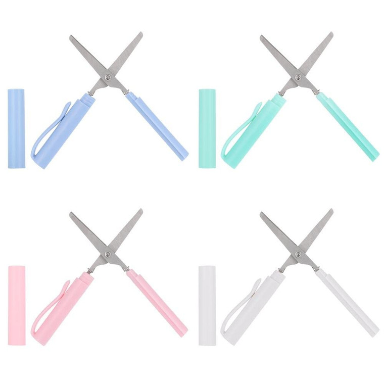 Gofidin 4 Pcs Modern Pen Shape Art Scissors, Ambidextrous, Straight Edge, Stainless Steel, Green, Blue, Pink, White