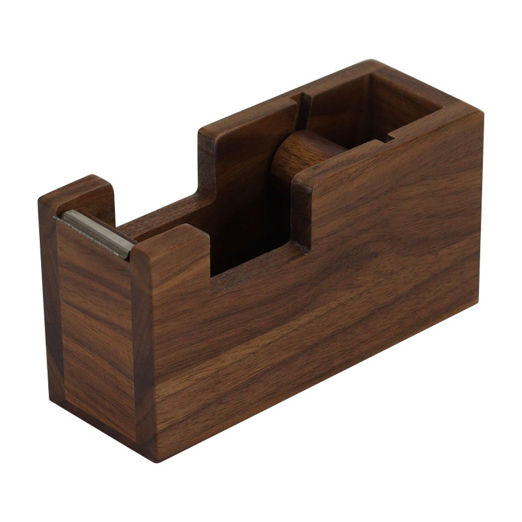 Tape Dispenser Desk Wood, Natural Walnut Desktop Tape Dispenser Tape Cutter, Perfect for Home, School or Office Desk and Crafts (Black Walnut Wood)
