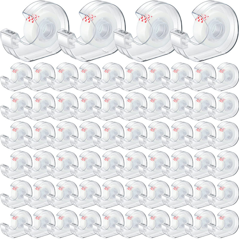 Yahenda 64 Pcs Invisible Tapes Dispensers with 32 Matte Clear Tape Refills, 0.7 x 985 Inches, Refillable Desk Tape Dispenser Bulk for Office, Home Of