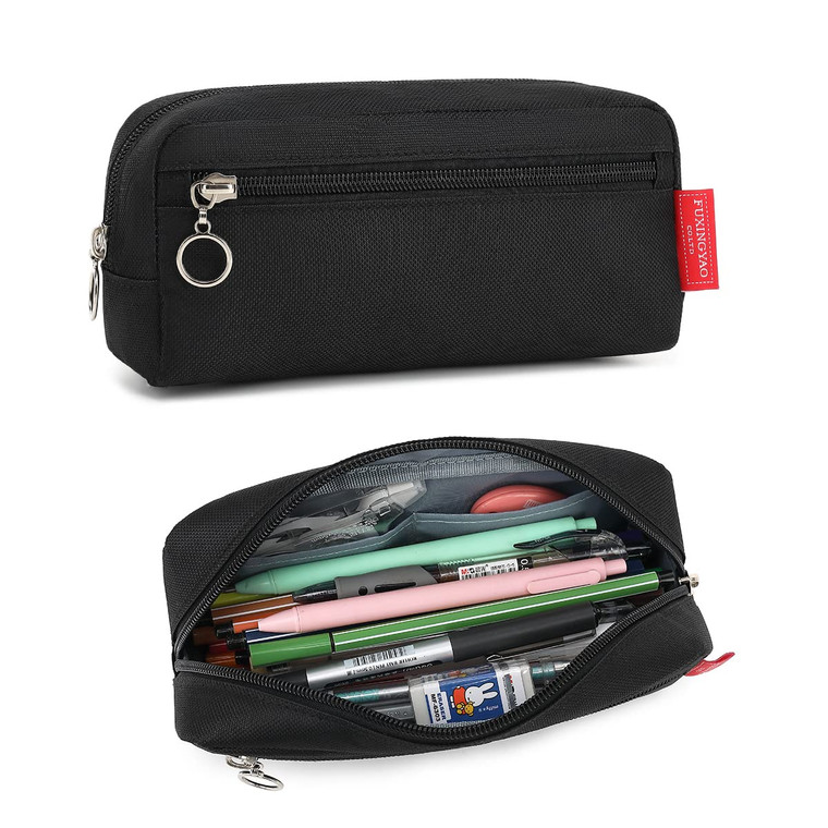 FUXINGYAO Big Capacity Pencil Pen Case Office Large Storage Simple Stationery Bag Pouch Holder Box Organizer for Adults - Black