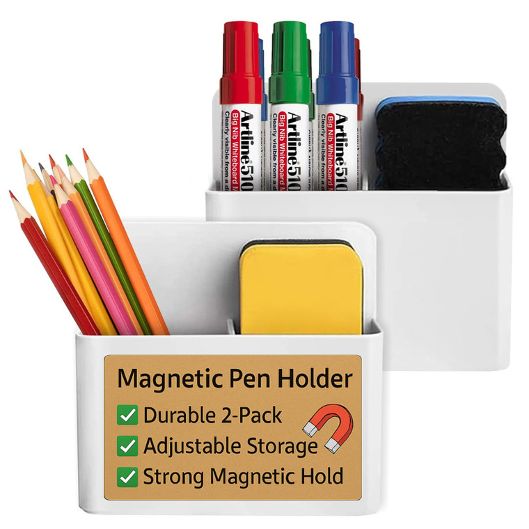 EZ COZY Magnetic Pen Holder,2 Pack Magnetic Dry Erase Marker Holder, Magnetic Marker Holder for Whiteboard, Magnet Pencil Holder, Magnetic Pen Holder