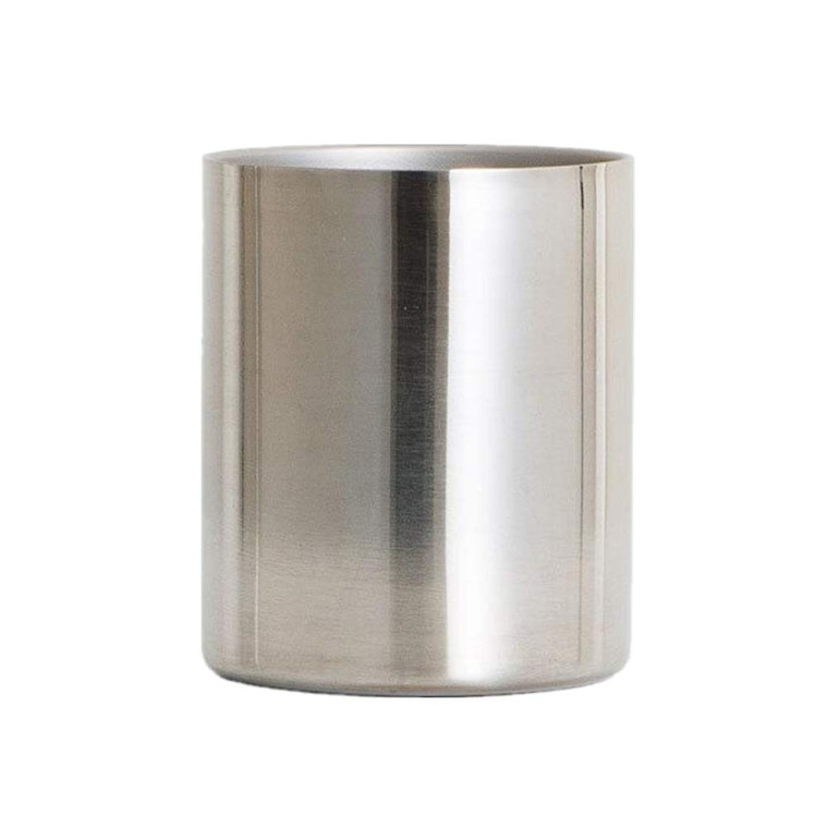 MEI YI TIAN Stainless Steel Cylinder Pen Holder Silver Desktop Organizers Pencil Cup Stand Up Multi Use Makeup Brush Holder Flower Vase Mini Pot Deco