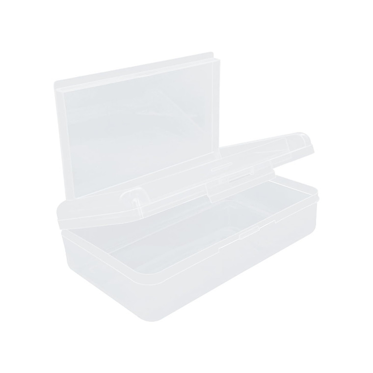 Ykimok Large Capacity Clear Pencil Box, Double-Layer Plastic Organizer with Stackable Design, Supply Box for Office, Students, and Home, 1 Pack