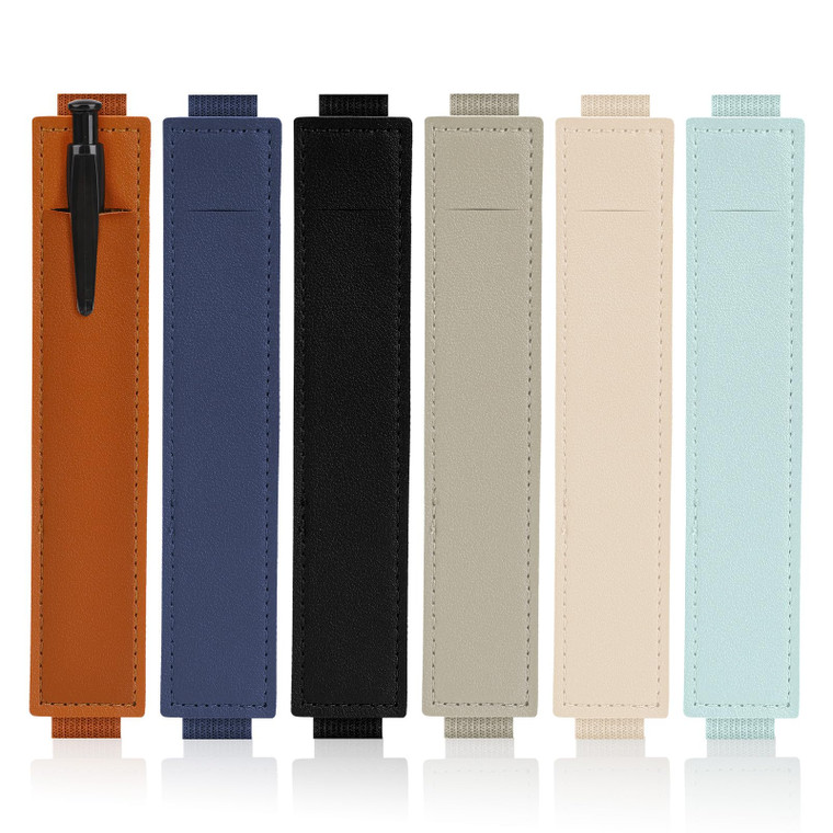 6 Pcs Adjustable Pen Holder Elastic Band Pencil Pouch Colorful PU Leather Pen Sleeve Journal Pencil Holder for Planners Notebook Binders and Books