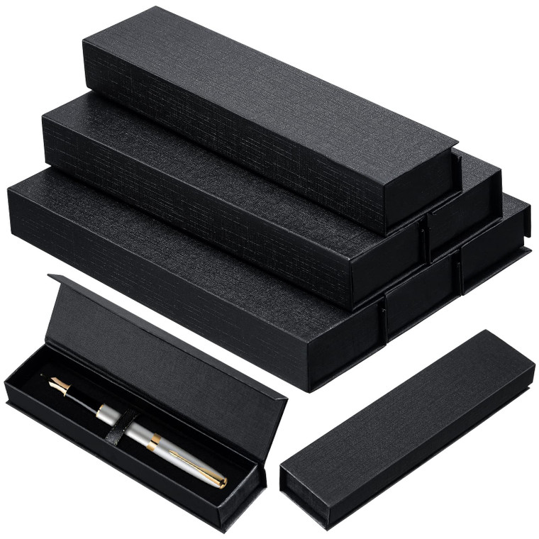 Gersoniel 6 Pcs Pen Boxes Gift Empty Black Pen Case with Cushion Cardboard Box Display Case for Jewelry Gift Birthday Souvenir Presentation Business