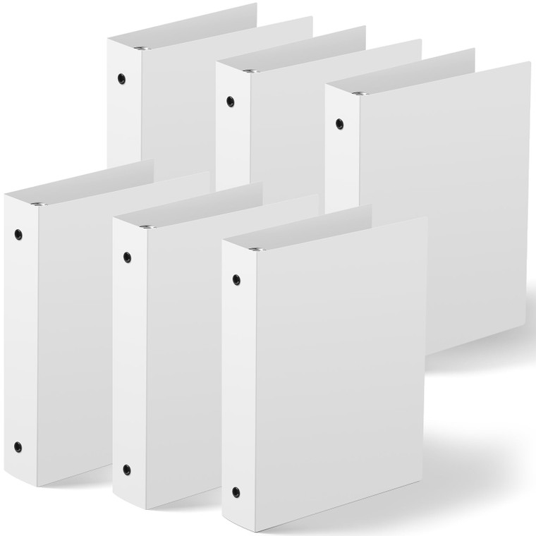 Henoyso 6 Pcs 1.5 Inch Mini 3 Ring Binders Fits 5.5 x 8.5 Paper, Holds(Capacity 280 Sheets), Plastic Flexible Three Round Rings Small White A5 Binder