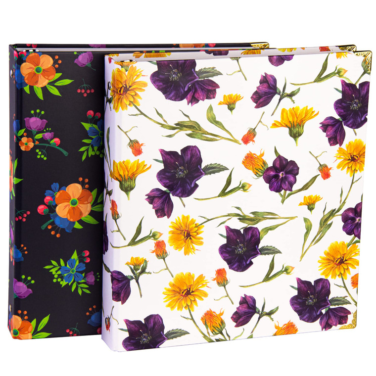Floral 3 Ring Binder with 1 Rings, Holds 8.5'' x 11'' Letter Size, 200 Sheet Capacity, Cute Decorative Hardcover Binder for Office School Home, 2 Pa